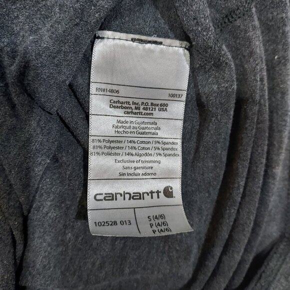 Carhartt Shirt Womens Small Long Sleeve Work 1/4 Zip Gray Fitted Thumb Holds - Picture 9 of 12